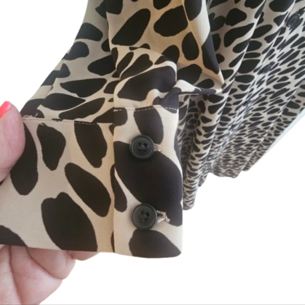 LOFT Black and Cream Leopard Print A-Line Dress - Picture 5 of 10